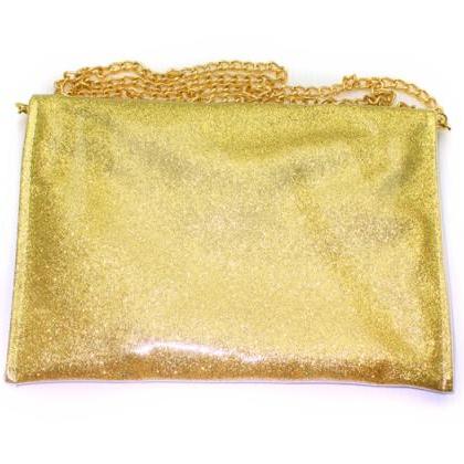 Sparkling Bling Glitter Gold Clutch Evening Party..