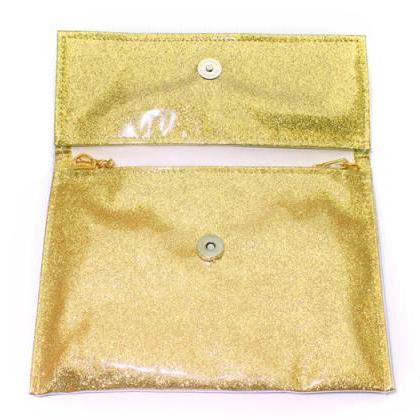 Sparkling Bling Glitter Gold Clutch Evening Party..