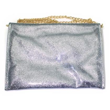 Sparkling Bling Glitter Gray Clutch Evening Party..