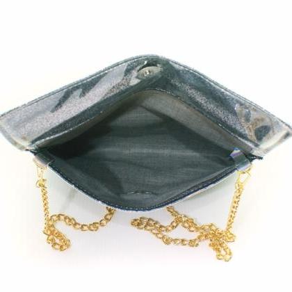 Sparkling Bling Glitter Gray Clutch Evening Party..