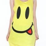 Smiley Face Yellow Singlet Tank Top Tunic Vest..