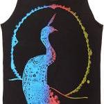 Peacock Graphic Colorful Charcoal Black Art..