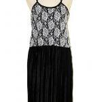 Midi Dress Lace Knitting Black Pleated Day Dress..