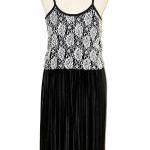 Midi Dress Lace Knitting Black Pleated Day Dress..