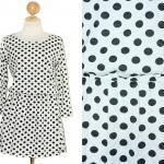 Mini Dress Print Polka Dots Cream Black Day Dress..