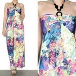 Flora Halter Sundress Beach Purple Maxi Dress Long Dress Summer Dress ...