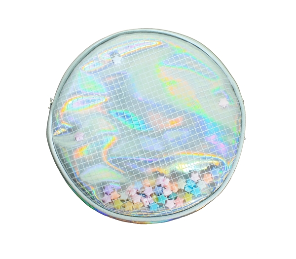 Silver Rainbow Hologram Gammaray Holographic Purse Star Circle Shoulder Bag Chain Bag