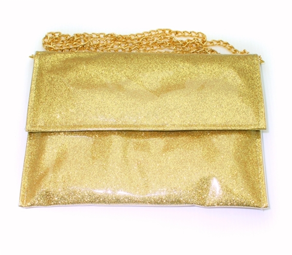 Sparkling Bling Glitter Gold Clutch Evening Party Purse Shoulder Bag Chain Bag
