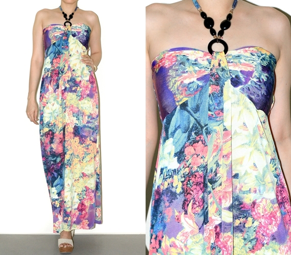 Flora Halter Sundress Beach Purple Maxi Dress Long Dress Summer Dress Women Size S